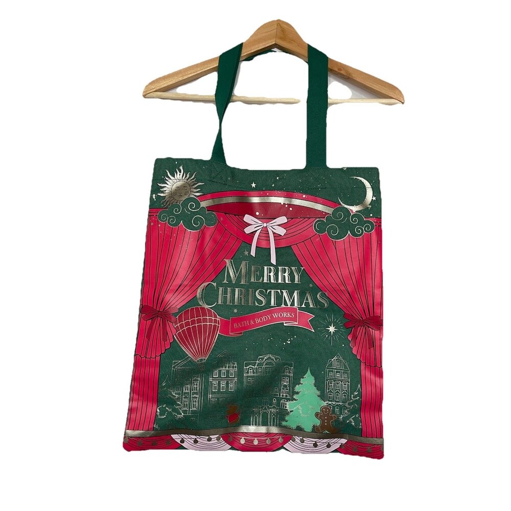 Bath & Body Works Merry Christmas Tote Bag Shopper Red & Green Large